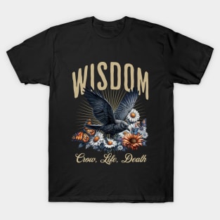 Fullmoon crow and butterflies, witch, Halloween, black crows, raven, corvid, books, magic, witchcraft, Wicca T-Shirt